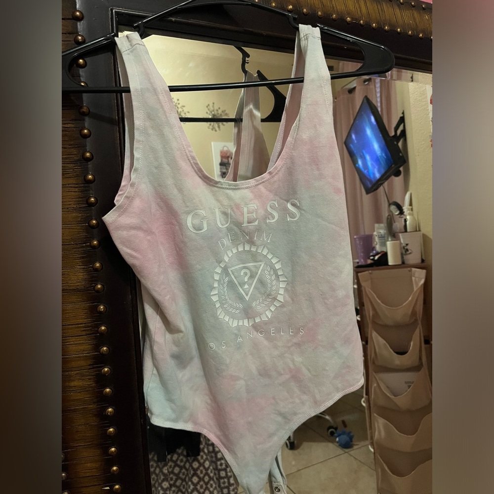 GUESS Women's Pink Bodysuit Top